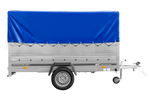 Eenassige aanhangwagen 264x150 UNITRAILER GARDEN 265 KIPP met opzetborden H-800 frame en blauwe huif