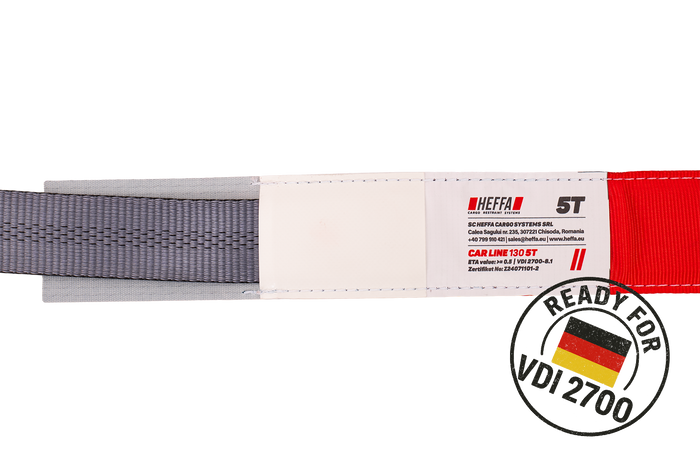Set van vier HEFFA CARLINE 130 aanhangwagentransportbanden, wielborgriemen 2,8m/50mm/5t VDI 2700