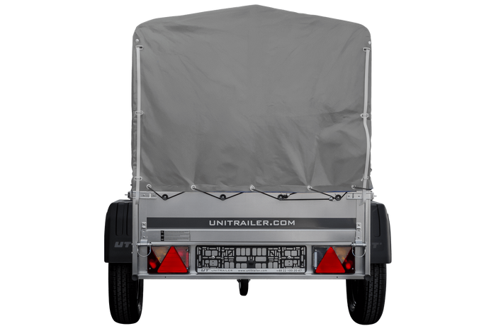 Lichte aanhangwagen met kipper 150x106 met grijs dekzeil, steunwiel en MTM 750 KG frame Garden Trailer 150 KIPP