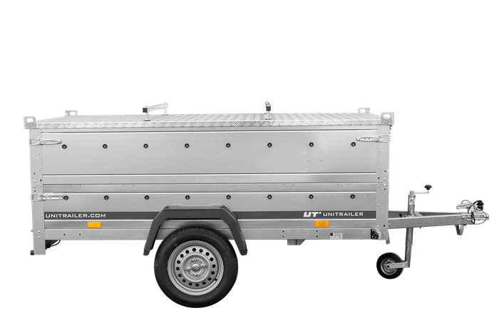 Enkelassige aanhanger 230x125 UNITRAILER GARDEN 230 KIPP met BIS-zijwanden en aluminium afdekking