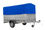 Eenassige aanhangwagen 264x150 UNITRAILER GARDEN 265 KIPP met opzetborden H-800 frame en blauwe huif