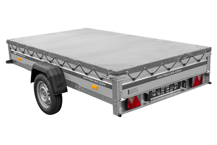 Autoaanhanger met aluminium zijwanden 264x150 Unitrailer Garden 265 KIPP ALU met H-0 frame en grijze afdekking