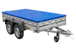 Tweeassige aanhanger met aluminium zijwanden 264x125 Unitrailer Garden 264/2 KIPP ALU met H-0 frame en blauwe afdekking