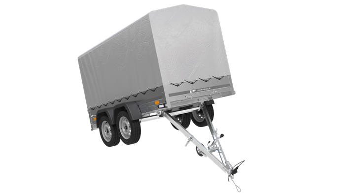 Tweeassige aanhanger 264x125 UNITRAILER GARDEN 264/2 KIPP met H-1100 frame en grijze huif