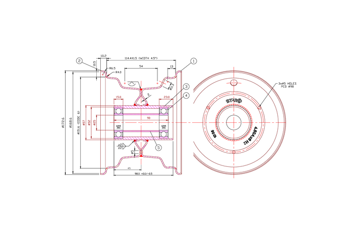 Wielband Kenda 15x6.00-6 Velg Starco 4.5Ax6H2 3x98