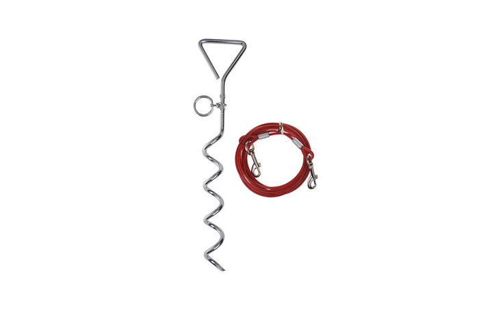 ProPlus 361857 hondenaanlijnpaal met stalen kabel van 4,5 m
