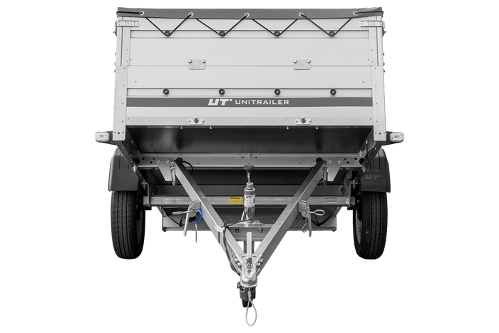 Enkelassige aanhanger met aluminium zijwanden 230x125 Unitrailer Garden 230 KIPP ALU met BIS-zijwanden, H-0 frame en grijze afdekking
