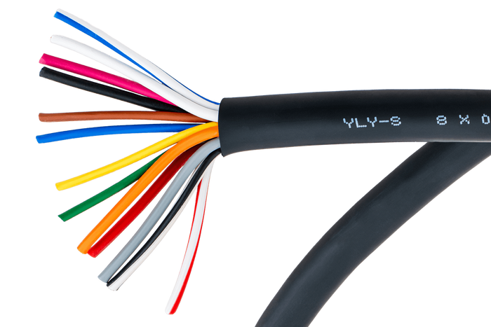 HYBSZ YLY-S elektrische kabel 8x0,75+5x1,5 dertienaderig - 1m