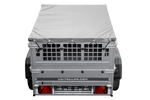 Autoaanhanger 150x106 UNITRAILER GARDEN 150 KIPP met gaaswanden en grijze afdekking