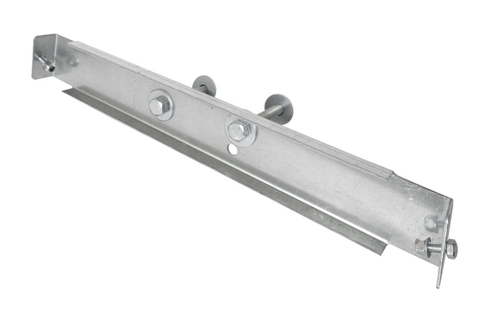 Bevestigingsbeugel voor het monteren van een reservewiel op de dissel van een UNITRAILER-aanhanger.