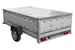 Enkelassige aanhanger met aluminium zijwanden 264x150 Unitrailer Garden 265 KIPP ALU met BIS-zijwanden, H-0 frame en grijze afdekking