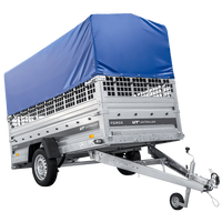 Autotransportaanhanger op veren 264x125 UNITRAILER FORCE 264/R KIPP met gaaswanden, H-800 frame en blauwe hoes