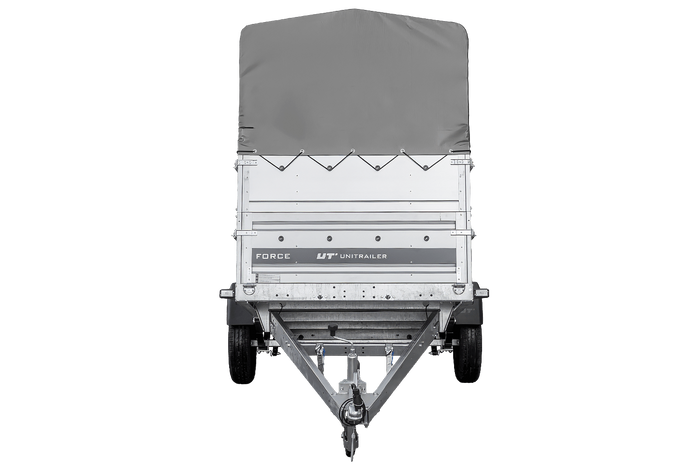 Lichte aanhanger op veren 264x125 UNITRAILER FORCE 264/R KIPP met BIS-zijwanden, H-800 frame en grijze afdekking