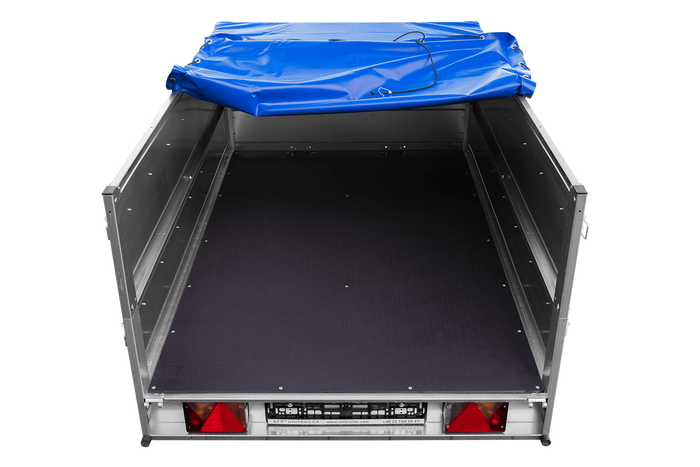 Lichte aanhangwagen op veren 200x125 UNITRAILER GARDEN 201/R KIPP met BIS zijwanden, H-0 frame en blauw zeil