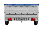 Enkelassige aanhanger met aluminium zijwanden 264x150 Unitrailer Garden 265 KIPP ALU met BIS-zijwanden, H-0 frame en blauwe afdekking