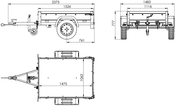 Lichte aanhangwagen Garden Trailer 150 KIPP met afmeting van 150x106 met blauwe zeil en huif MTM 750 KG 