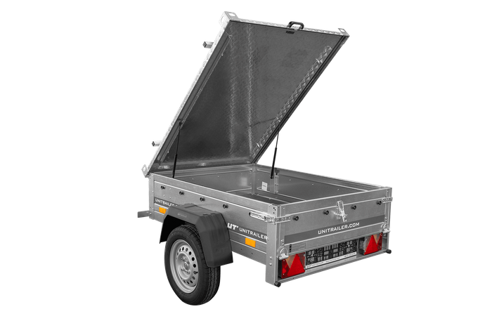 Enkelassige aanhanger 150x106 UNITRAILER GARDEN 150 KIPP met aluminium afdekking