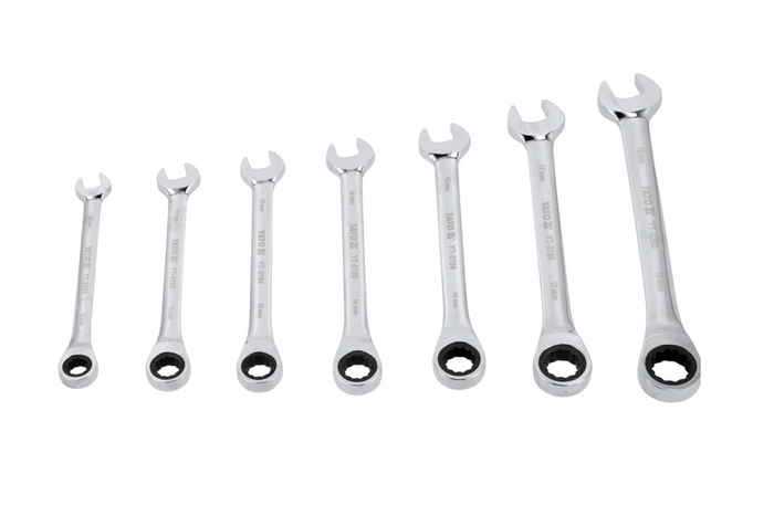 YATO YT-0208 ratelcombinatiesleutels 10-19 mm, 7 stuks.