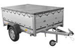 Autoaanhanger met aluminium zijwanden 200x125 Unitrailer Garden 201 KIPP ALU met BIS-zijwanden, H-0 frame en grijze afdekking