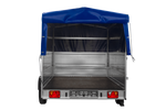 Enkelassige aanhanger op veren 264x150 UNITRAILER GARDEN 265/R KIPP met BIS-zijwanden, H-800 frame en blauwe afdekking