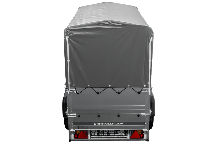 Lichte aanhanger 200x106 UNITRAILER GARDEN 200 KIPP met BIS-zijwanden, H-800 frame en grijze afdekking