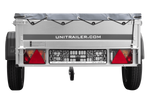 Enkelassige aanhanger 200x106 UNITRAILER GARDEN 200 KIPP met H-0 frame en grijze afdekking