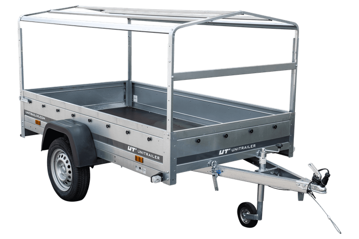 Lichte aanhanger 230x125 UNITRAILER GARDEN 230 KIPP met H-800 frame en blauwe hoes