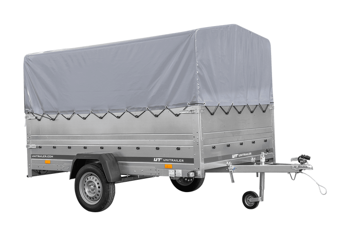 Eenassige aanhangwagen 264x150 UNITRAILER GARDEN 265 KIPP met opzetborden, H-800 frame en grijze huif