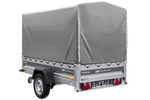 Autotransportaanhanger op veren 230x125 UNITRAILER FORCE 230/R KIPP met H-1100 frame en grijze afdekking