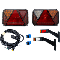 Verlichtingsset: FRISTOM FT-270 LED-achterlichten + FRISTOM FT-145 LED-markeringslichten + MANTES 4,5 m 7-pins kabelboom