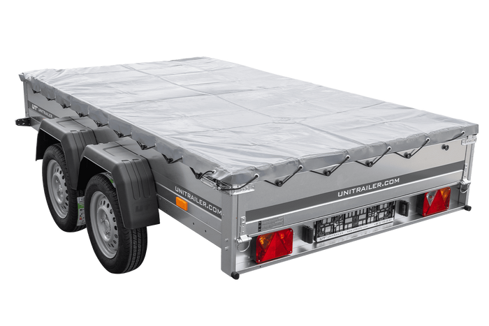 Autoaanhanger 264x150 UNITRAILER GARDEN 265/2 KIPP met H-0 frame en grijze afdekking