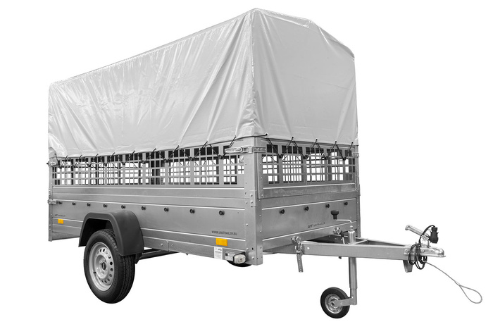 Autoaanhanger 264x125 UNITRAILER GARDEN 264 KIPP met gaaswanden, H-800 frame en grijze kap