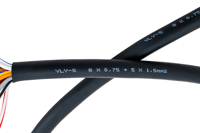 HYBSZ YLY-S elektrische kabel 8x0,75+5x1,5 dertienaderig - 1m