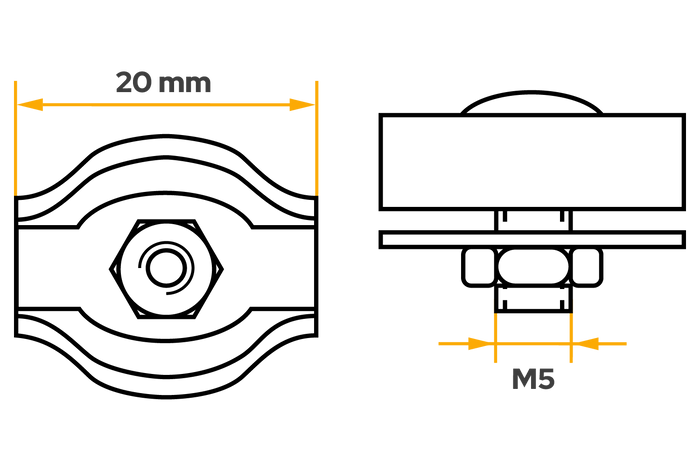 Enkelvoudige zadeltouwklem DROMET ZLS1.4 klem voor 4mm touwen