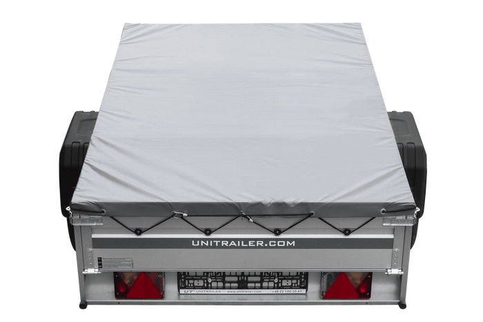 Enkelassige aanhanger met aluminium zijwanden 200x125 Unitrailer Garden 201 KIPP ALU met H-0 frame en grijze afdekking