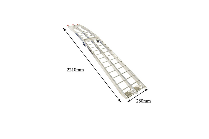 UNITRAILER ALR002 opklapbare aluminium oprijplaat voor aanhanger 221 cm 340 kg met riem