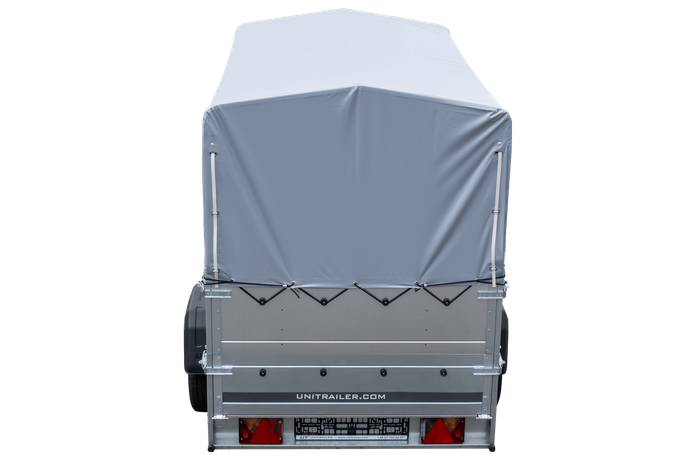 Autoaanhanger 230x125 UNITRAILER GARDEN 230 KIPP met BIS-zijwanden, H-800 frame en grijze afdekking