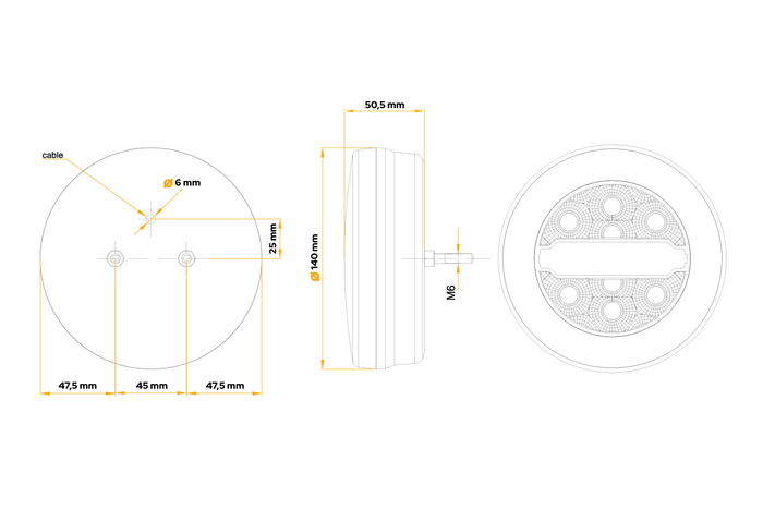 FRISTOM FT-113 LED achterlicht, 3 functies, universeel
