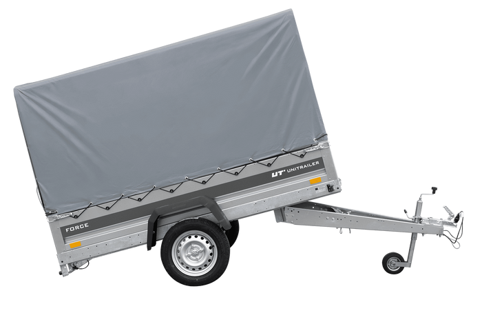 Lichte aanhanger 230x125 UNITRAILER FORCE 230 KIPP met H-1100 frame en grijze afdekking