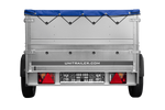 Lichte aanhangwagen op veren 200x125 UNITRAILER GARDEN 201/R KIPP met BIS zijwanden, H-0 frame en blauw zeil