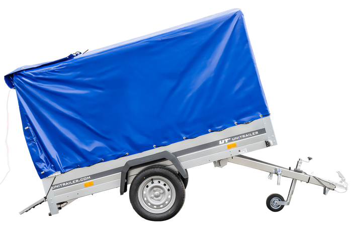 Autoaanhanger 230x125 UNITRAILER GARDEN 230 KIPP met H-1100 frame en blauwe hoes