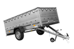 Enkelassige aanhangwagen op veren 264x125 UNITRAILER GARDEN 264/R KIPP met BIS zijwanden, H-0 frame en grijs zeil