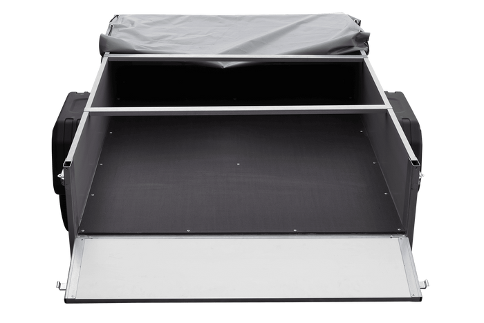 Enkelassige aanhanger met aluminium zijwanden 200x125 Unitrailer Garden 201 KIPP ALU met H-0 frame en grijze afdekking