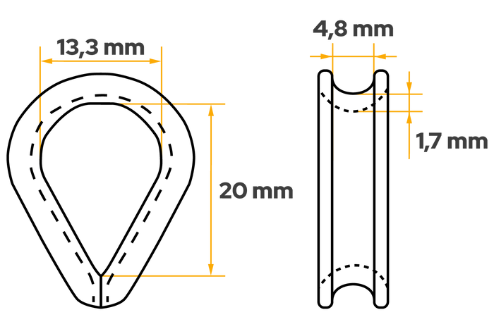 DROMET KU.4 touwkous, stalen schelp, 4 mm