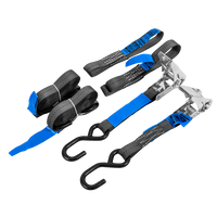 Set van twee HILLS 3m/25mm/1t transportbanden met spanmechanisme en twee 0,45m riemen voor het vastzetten van de motorfiets.