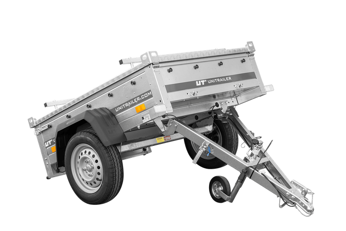 Enkelassige aanhanger 150x106 UNITRAILER GARDEN 150 KIPP met aluminium afdekking