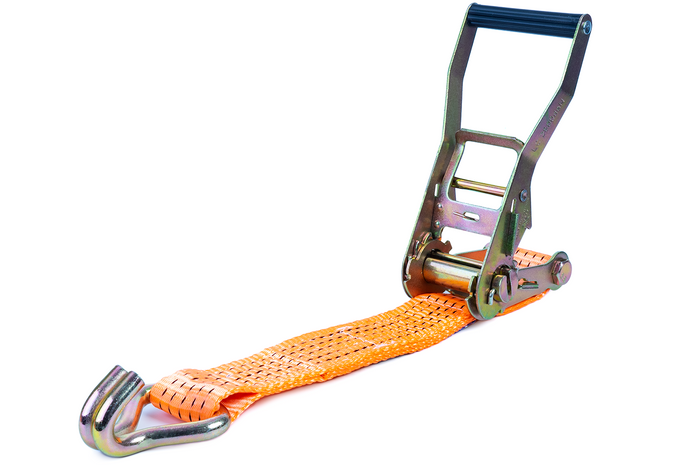 Set van vier UNITRAILER 8m/50mm/5t oranje transportbanden met spaninrichting