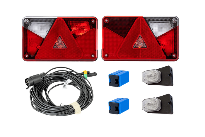 Verlichtingsset: ASPÖCK MULTIPOINT V achterlichten + ASPÖCK FLEXIPOINT I markeringslichten + MANTES 7m 7-polige kabelboom