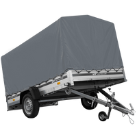 Autoaanhanger met aluminium zijwanden 264x150 Unitrailer Garden 265 KIPP ALU met H-1100 frame en grijze afdekking