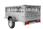 Garden trailer 200 kipp met steunwiel, gaaszijden en grijs plat dekzeil